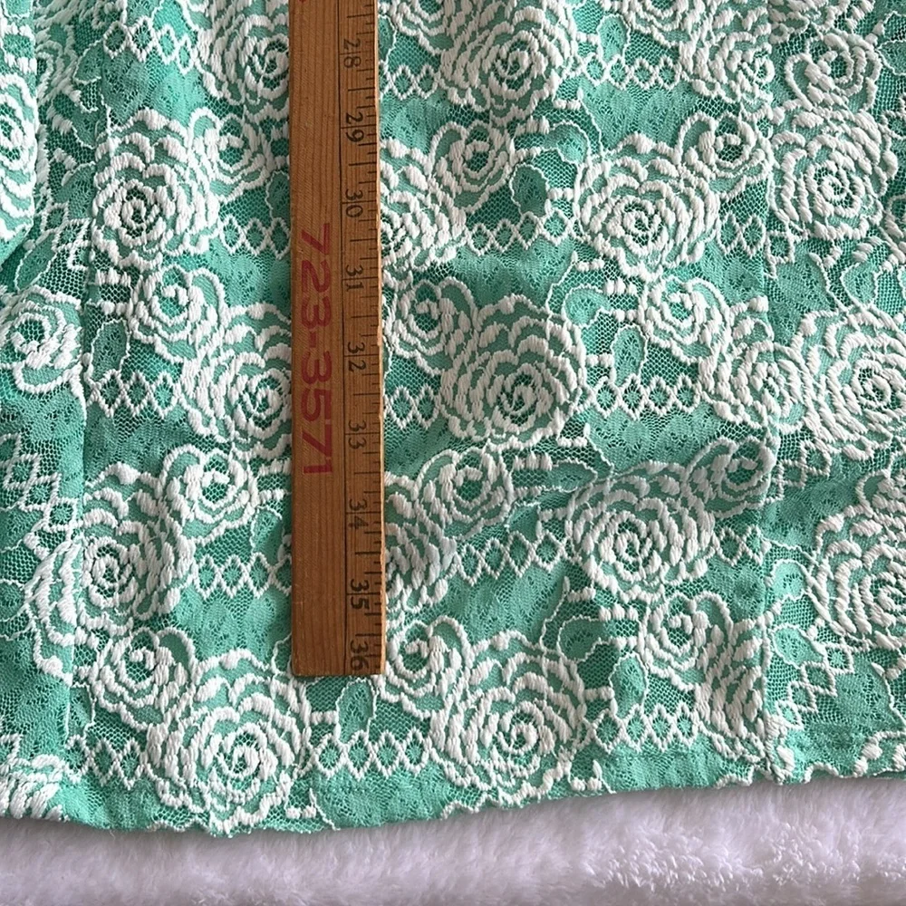 Green Lace Mini Dress‎ Bell Sleeve Floral Cottagecore Easter Spring Size 14